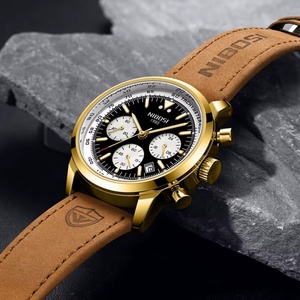 For 2609 Fashion Luxury Sports Leather Chronograph Quartz <b>Watch</b> for Men Stainless Steel Case 3BAR Water Resistant Calendar - Product Image 5