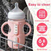 Soporte para Biberón de Silicona de Grado Alimenticio, Libre de BPA, Forma de Pirámide, con Asas de Fácil Agarre, Flujo Medio, para Biberones de 240 ml