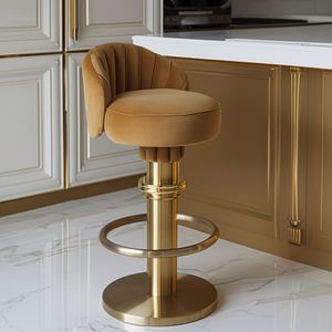 Fauteuil de luxe design, réglable, écologique, en acier inoxydable, moderne, dossier bas, accoudoirs en velours rose, pour hôtel, salle à manger, salon, école - Product Image 4