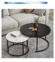 Offre promotionnelle : Ensemble de meubles de salon, table basse en marbre, table basse ronde en marbre avec structure en métal, table basse gigogne en acier