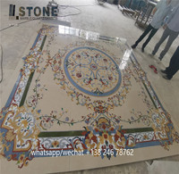 Marmor-Wasserstrahl-Produktion: Wunderschönes Marmormedaillon für Bodenbeläge, hergestellt von Marble Carpet Footcloth Foshan