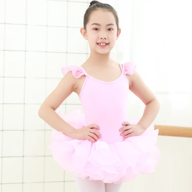 Pink Cotton Ballet Dress Girls Children Ballet Tutu Ballerina Dancing Clothes Kids Dance Wear