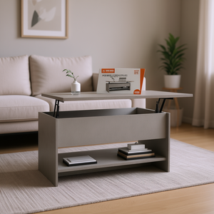 Tavolino da Caffè in Legno Ingegnerizzato Grigio Cemento 31.5x19.7x15.7 Allungabile, Arredamento Moderno Minimalista per Soggiorno - Product Image 2