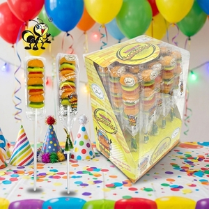Sucettes gélifiées en forme de <span class=keywords><strong>hamburger</strong></span>, bonbons moelleux multicouches <span class=keywords><strong>halal</strong></span>, emballés individuellement, en boîte de présentation - Product Image 1
