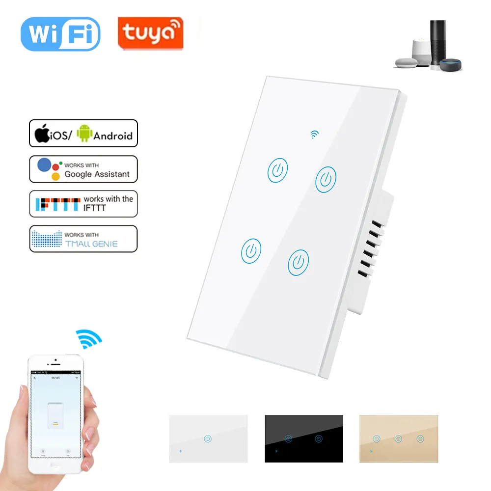 118 tipe Eu/UK standar Wifi Tuya zigbee homekit saklar pintar aplikasi nirkabel kaca sentuh saklar Pintar 1/2/3/4 Gang saklar pintar