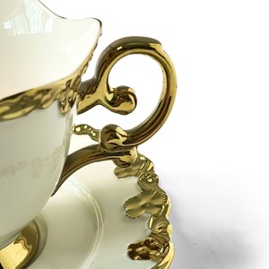 European Retro Ceramic Coffee Cup Electroplated Gold Rim Luxury Home Middle Eastern Afternoon Tea 6 Cups 6 Saucers - Product Image 5