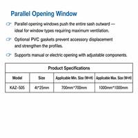 Ventana Abatible de Apertura Paralela de 505 mm con Brazo en X de Acero Inoxidable, Ventana de Ventilación Completa con Máxima Ventilación