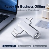 2in1 U Disk 128GB 64GB 32GB Antarmuka Tipe C Ponsel Pintar Komputer Transmisi Saling Portabel Otg USB Memory Pen Drive Logam
