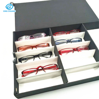 Vitrine de présentation de lunettes personnalisée à 15 emplacements, valise de présentation de montures optiques, plateaux de présentation de lunettes
