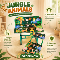 Table et chaises d'étude ergonomiques pour enfants, personnalisables par le fabricant, avec matériau en panneau de densité, design multifonctionnel pour les enfants