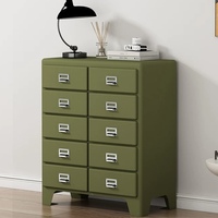 Armoire de rangement en métal rouge à 10 tiroirs, style industriel rétro, commode pour l'entrée, le salon et la chambre à coucher