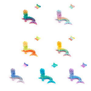Vashine Figurine d'action personnalisée imprimée en <span class=keywords><strong>3D</strong></span>, Sirène colorée en PLA, Jouet, Ornements de maison, Articulations mobiles, Sirène des mers, Animaux écologiques - Product Image 2