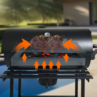 Barbecue portable pliable en acier inoxydable avec fumoir rotatif pour charbon de bois, idéal pour l'extérieur