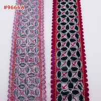 Ruban de broderie indien à coudre vintage Garniture en dentelle jacquard polyester à paillettes de luxe