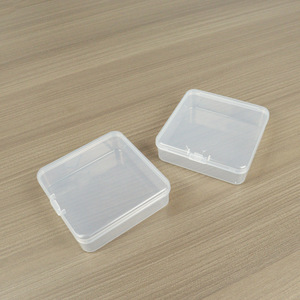 Square Transparent Plastic <b>Storage</b> <b>Box</b> 11x11x3.3cm Flip Top Covered For <b>Small</b> Parts Organization - Product Image 4
