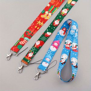 2024 Christmas Anime Snowman and Tree Phone Lanyard Polyester Card Holder with Santa Neck Straps for Student Bus and Bus Card - Product Image 3