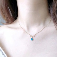 Collier Pendentif Goutte d'Eau Opale Style Forêt des Larmes Plaqué Or Argent 925 Vintage Chaîne Ronde Croix Cadeau Mariage Fiançailles