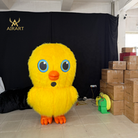 Costume gonflable de poule en peluche longue pour spectacle de marche, combinaison gonflable de poussin pour publicité en magasin pour attirer les clients