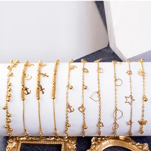 Fournisseur d'usine Vente en gros de chaîne minimaliste de base en plaqué or 18 carats bracelet de bijoux de mode bracelet à pendentif personnalisé pour femmes