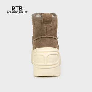 Frauen wasserdichte Kuh Wildleder Leder Schneeschuhe Wolle gefüttert dicke Sohle warme Winters chuhe - Product Image 4