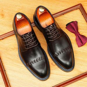 Zapatos de Hombre de Alta Gama, Formales, Transpirables, Modernos, con Cordones, de Piel Auténtica, Estilo Británico - Product Image 2