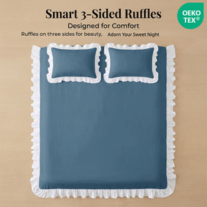 Juego de <span class=keywords><strong>Funda</strong></span> Nórdica Premium con Volantes Franceses, OEKO-TEX, Color Sólido, Juego de Ropa de Cama con Borde con Volantes, 3 Piezas - Product Image 4