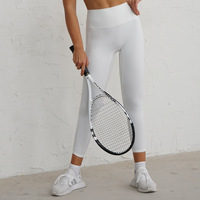 Ensemble de sport pour femme : Soutien-gorge de sport à double couche avec découpes frontales et Leggings Capri taille haute effet push-up pour la gym et l'entraînement