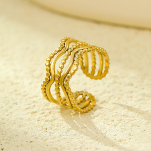 New Trendy Stainless Steel 18k Gold Heart Flower Waterproof <strong>Open</strong> Adjustable Non Tarnish Finger <strong>Ring</strong> Women - Product Image 4