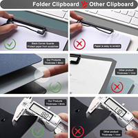 Portapapeles Plegable A4, Carpeta con Clip, Portapapeles para Escribir con Dos Clips Metálicos, Soporte Horizontal y Vertical