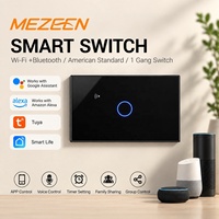 Interrupteur tactile MEZEEN US AC100-240V, LED, 1/2/3 voies, panneau en verre cristal, interrupteur mural intelligent Tuya