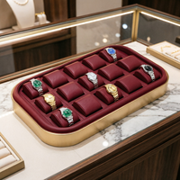 Sacs en velours pour emballage, présentoir empilable de luxe pour bijoux, plateau pour collier et bague, logo personnalisé, organisateur de bijoux