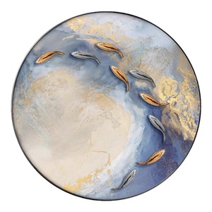 Hand Painted Oil <b>Painting</b> Nine Fish Circular 3D Abstract Art Wall Decor <b>For</b> Entryway Living Room Metal <b>Frame</b> Wood <b>Frame</b> - Product Image 3