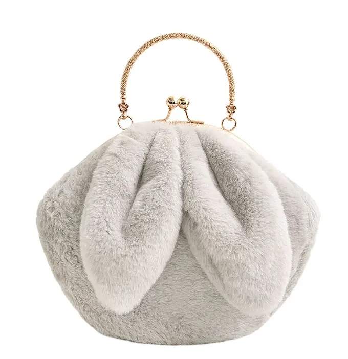 Direct sales 2018 lovely style ladies faux furry rabbit handbag purse