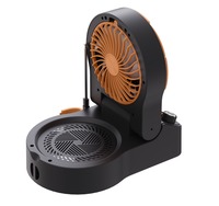 Ventilateur de bureau carré rechargeable, puissant, réglable, portable, pour le camping, avec radio