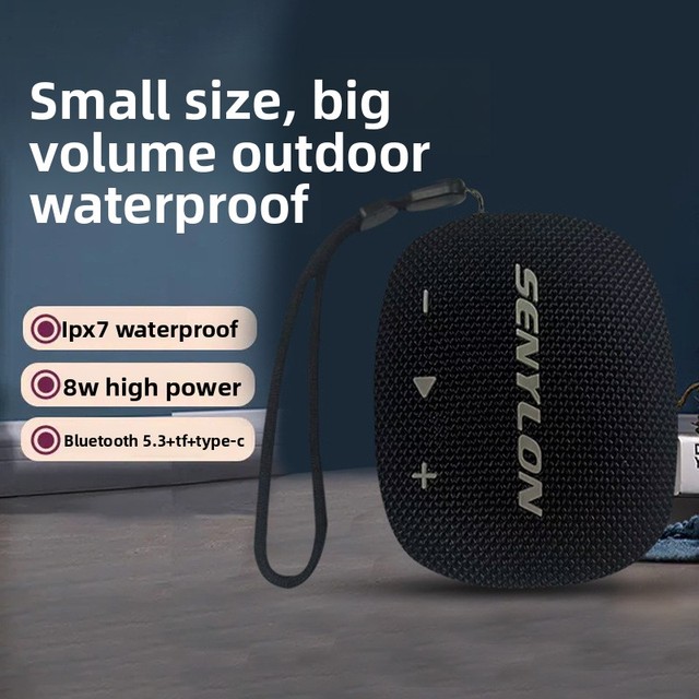Wireless 5.3 Battery-Powered Portable Outdoor Large Volume Subwoofer Card Insertable Waterproof Anti-Fall Mini Speaker Built-in