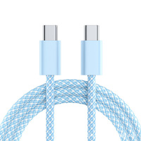 Câble USB-C vers USB-C en nylon tressé durable, 60W 3A, charge rapide PD, synchronisation des données pour ordinateurs portables, tablettes et smartphones