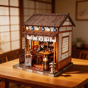Kit de puzzle 3D en bois DIY, porte coulissante japonaise, niche à livres, modèle de maison miniature pour adultes, nouvelle arrivée, décoration intérieure - Product Image 1