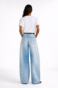 Jean large délavé taille haute pour femme SHENGFU, style vintage et décontracté, coupe ample, en denim léger - Product Image 2
