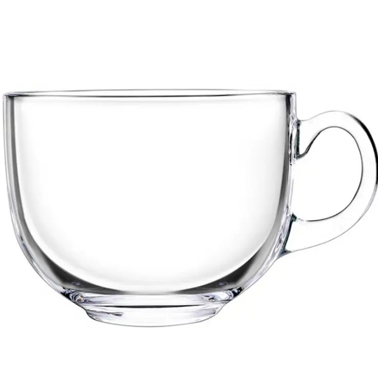 460ml Klarglas Dickbauch Ei geformte Glas Tasse Tasse mit Griff zum Frühstück Kaffee Wasser Milch Hafer