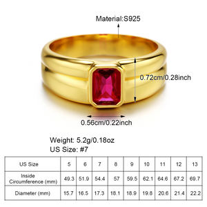 Anneaux fins tendance pour femmes, plaqués or, argent sterling S925, texture bombée, zircone cubique rouge violet, anneau serti de pierres brillantes - Product Image 6