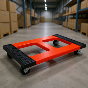 Carrello Premium Poly Mover's Dolly con capacità di 1200 libbre, rosso con maniglie nere per il trasporto in magazzino - Product Image 2