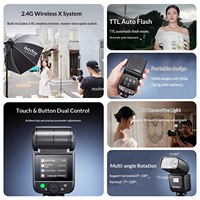 Appareil photo reflex numérique professionnel V480 à écran tactile avec objectif 24-105 mm, griffe porte-accessoire supérieure, synchronisation haute vitesse TTL, batterie Li-ion GN50, portable