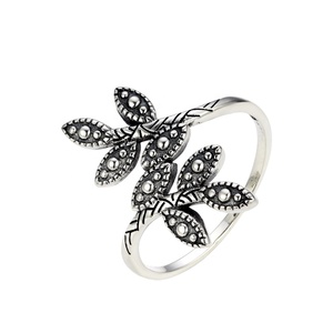 Beliebte Retro Thai Silber 925 Sterling Silber Blatt Ring für Frauen, hochwertige einfache Blatt Stapel Ring - Product Image 1
