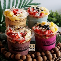 Usine 12oz 16oz 24oz clair jetable fruits crème glacée en plastique Dessert salade à emporter Dessert Acai bol avec couvercle