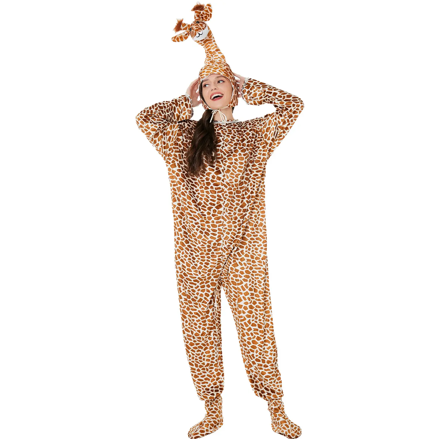पुरुषों और महिलाओं के लिए हेलोवीन वयस्क पशु कपड़े कॉस्प्ले जिराफ बाघ गाय भालू गुड़िया स्टेज पोशाक