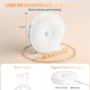 LED rechargeable sous l'armoire lumières capteur de mouvement veilleuse lampe intelligente escalier placard armoire cuisine lumière chambre décor - Product Image 2