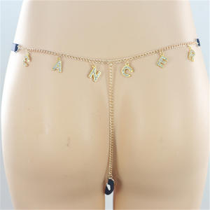 Cadena de cintura chapada en oro de 18K para mujer, estrás de cristal con personalidad, 12 signos del zodiaco, Tanga, bragas, joyería de lujo para el cuerpo - Product Image 5