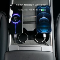 Hub USB caché pour console centrale Tesla Model 3/Y avec câble de charge rétractable