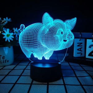Đáng yêu Piggy 7/16 Màu ánh sáng ban đêm 3D ảo ảnh điều khiển từ xa <span class=keywords><strong>LED</strong></span> trẻ em ánh sáng ban đêm bé ngủ Đêm ánh sáng - Product Image 2