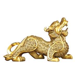 Figura de Pixiu de latón fundido con forma de animal, decoración de mesa, adorno de Año Nuevo Chino - Product Image 4